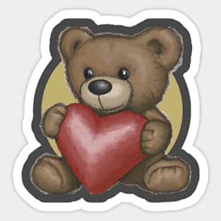 Teddy bear holding a heart shape Sticker